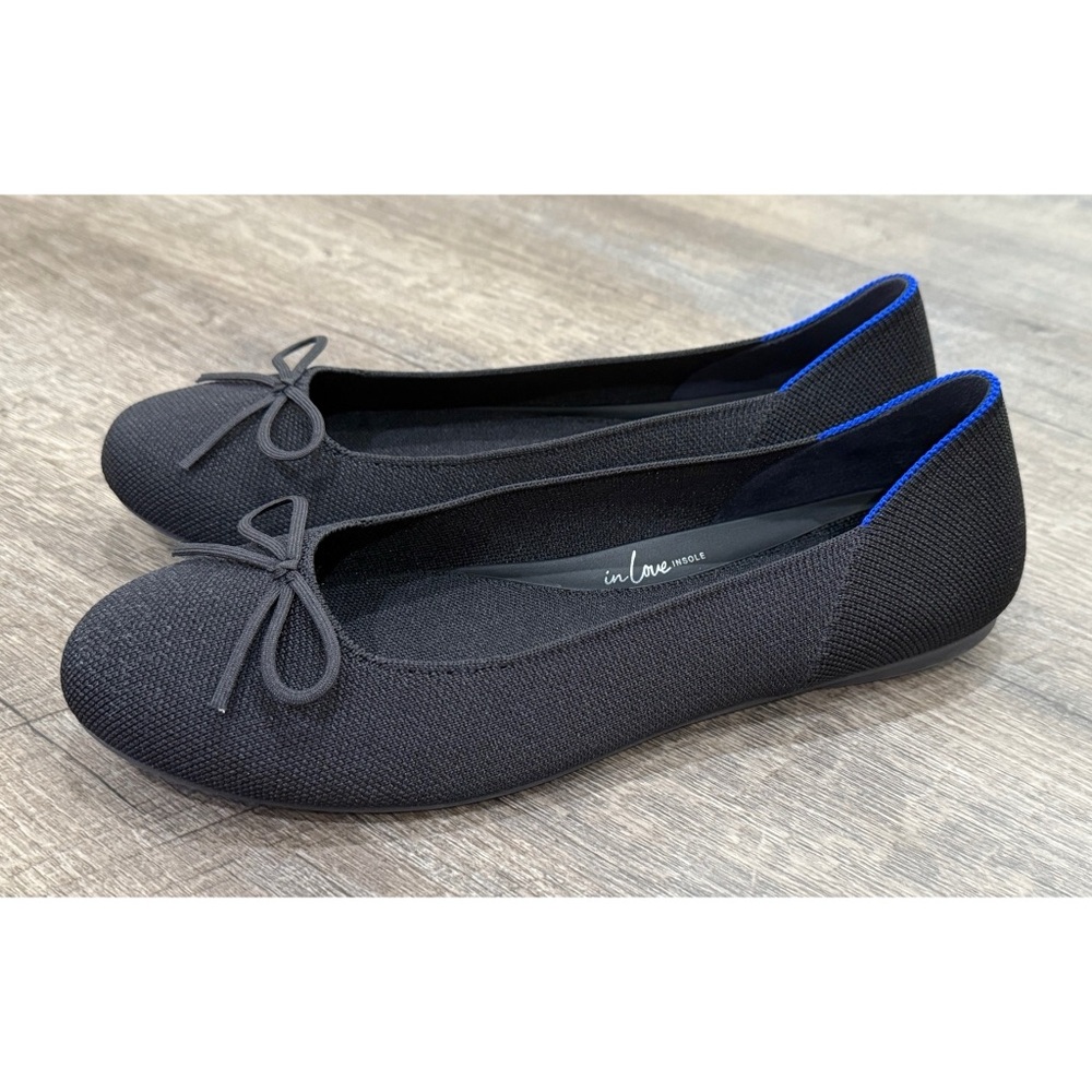 New Rothy’s The Ballet Flat Ballerina Black Comfort Slip On Bow Size 10.5 - Picture 4 of 8